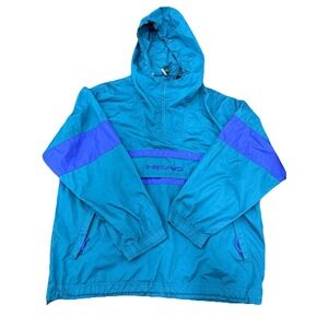 Vintage Head Pullover Anorak Jacket Blue Purple Hooded Track Windbreaker XL